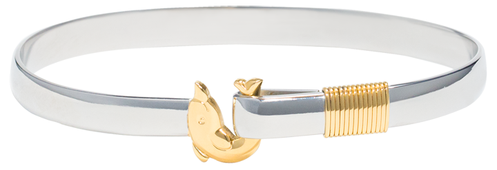 14 K Gold and Sterling Silver Dolphin Hook Bracelet