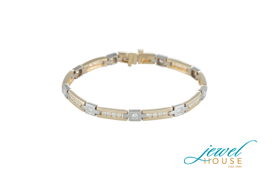DIAMOND BRACELET IN 14KT YELLOW AND WHITE GOLD