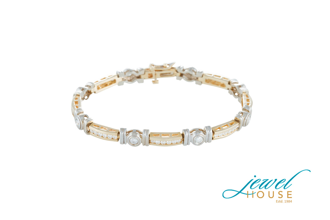 DIAMOND BRACELET IN 14KT YELLOW AND WHITE GOLD