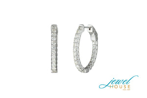 DIAMOND ETERNITY IN AND OUT HOOP EARRINGS IN 14KT WHITE GOLD WITH SAFETY LATCH