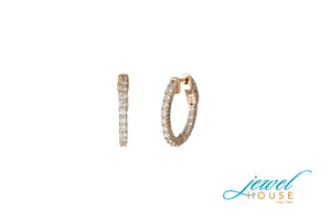 DIAMOND ETERNITY IN AND OUT HOOP EARRINGS IN 14KT ROSE GOLD WITH SAFETY LATCH