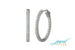 DIAMOND ETERNITY IN AND OUT HOOP EARRINGS IN 14KT WHITE GOLD WITH SAFETY LATCH
