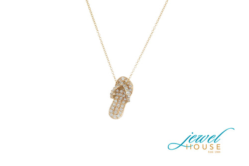 DIAMOND FLIP-FLOP PENDANT IN 14KT YELLOW GOLD