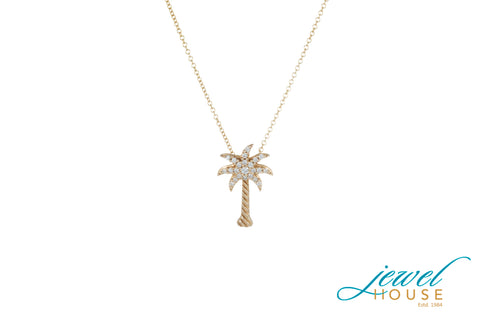 DIAMOND PALM TREE PENDANT IN 14KT YELLOW GOLD