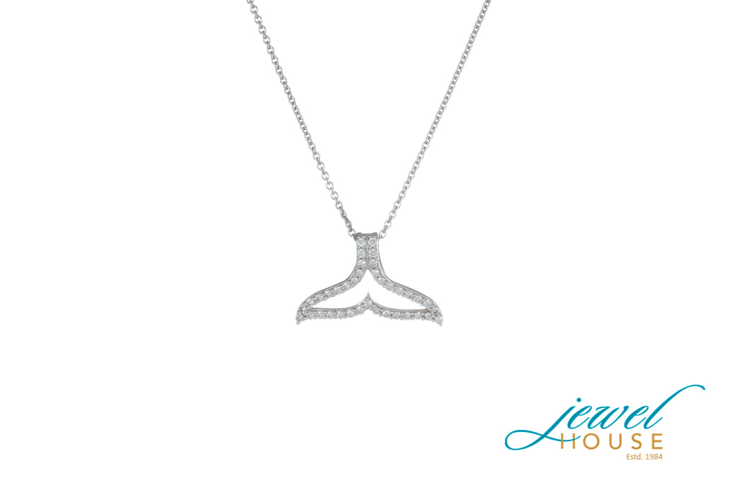 DIAMOND WHALE TAIL PENDANT IN 14KT WHITE GOLD
