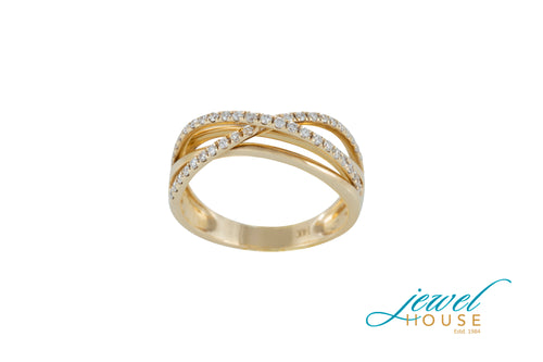 CRISS CROSS DIAMOND WRAP RING IN 14KT YELLOW GOLD