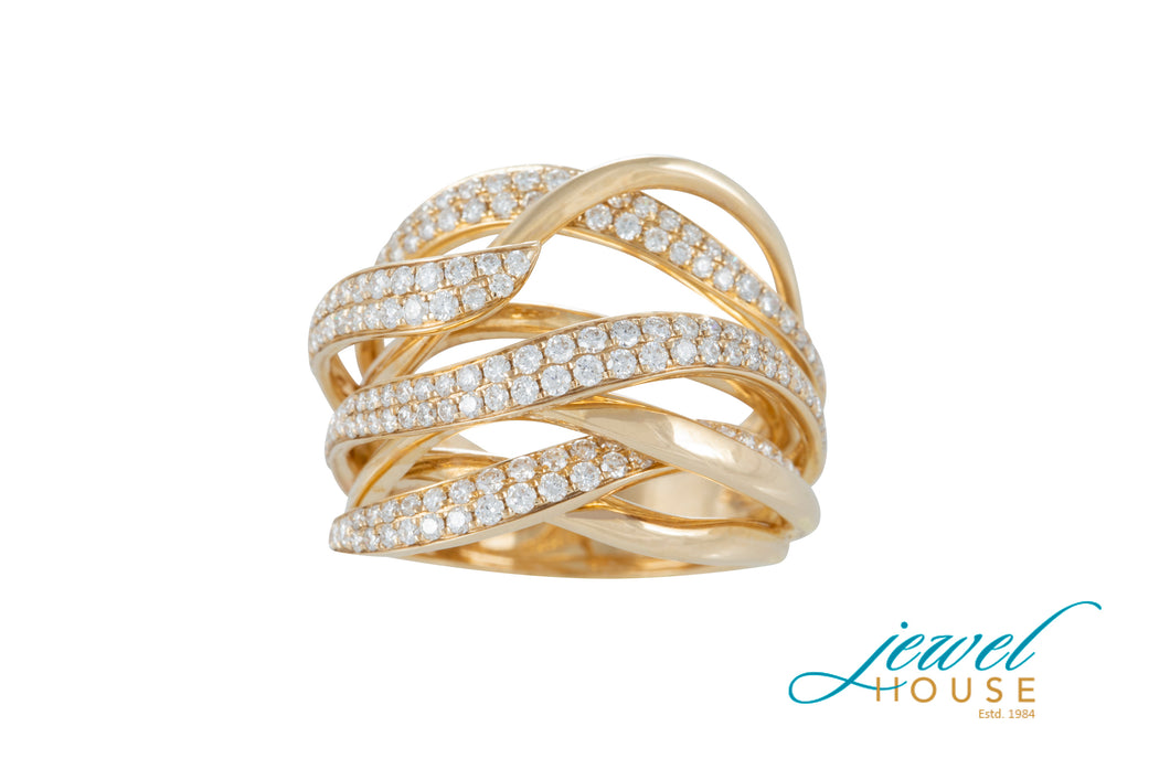 MULTI ENTWINED DIAMOND RING IN 14KT YELLOW GOLD
