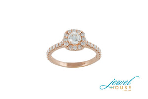CLASSIC HALO DIAMOND ENGAGEMENT RING IN 14KT ROSE GOLD