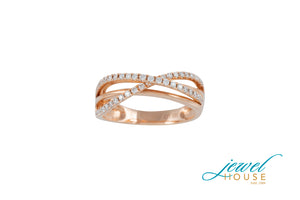 DIAMOND CROSSOVER WRAP RING IN 14KT ROSE GOLD