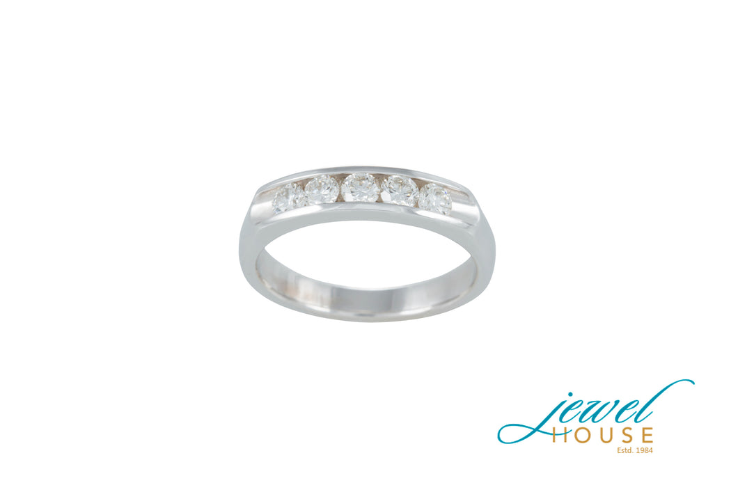 FIVE STONE CLASSIC CHANNEL-SET RING IN 14KT WHITE GOLD