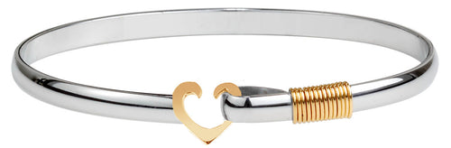 Heart Hook Bracelet - Two Tone with Gold Color Ti Wrap Titanium